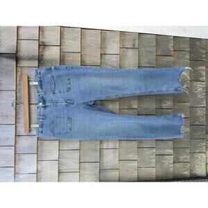 Zara Light Blue straight Denim Jeans with Raw Hem size 14